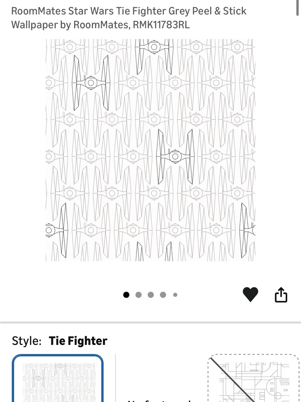 Star Wars White and Gray TIE Fighter Peel & Stick Wallpaper